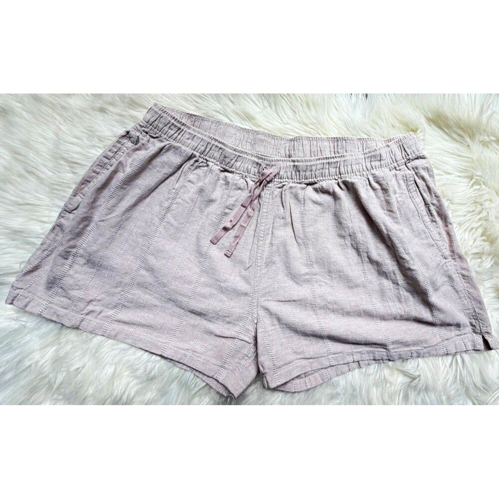 Patagonia Women’s Gray Striped Organic Cotton Drawstring Athletic Shorts XL